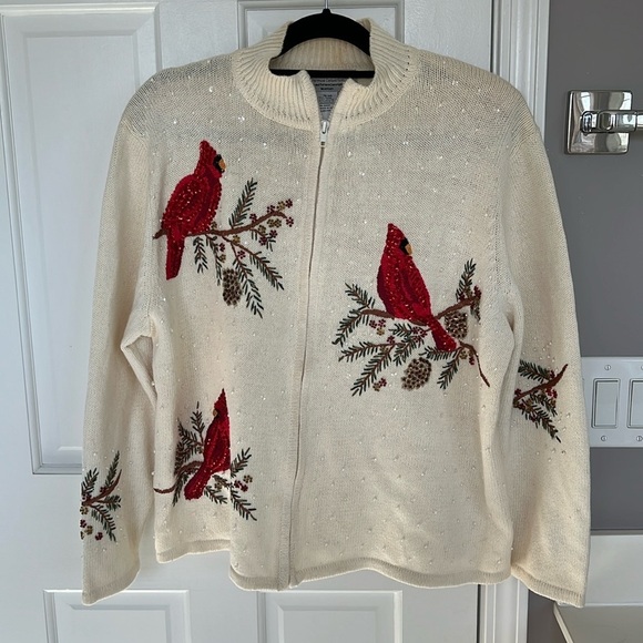 heirloom collectibles Sweaters - Heirloom Collectibles Vintage Beaded Cardinal Christmas Sweater